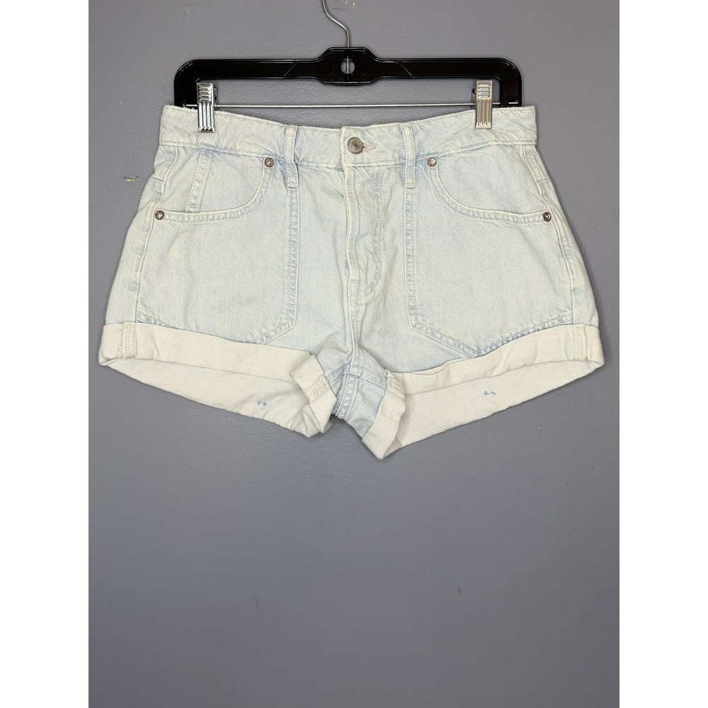 We The Free Beginners Luck Shorts Womens S 27 Rookie Wash Blue Low Denim Cuffed - Picture 11 of 12